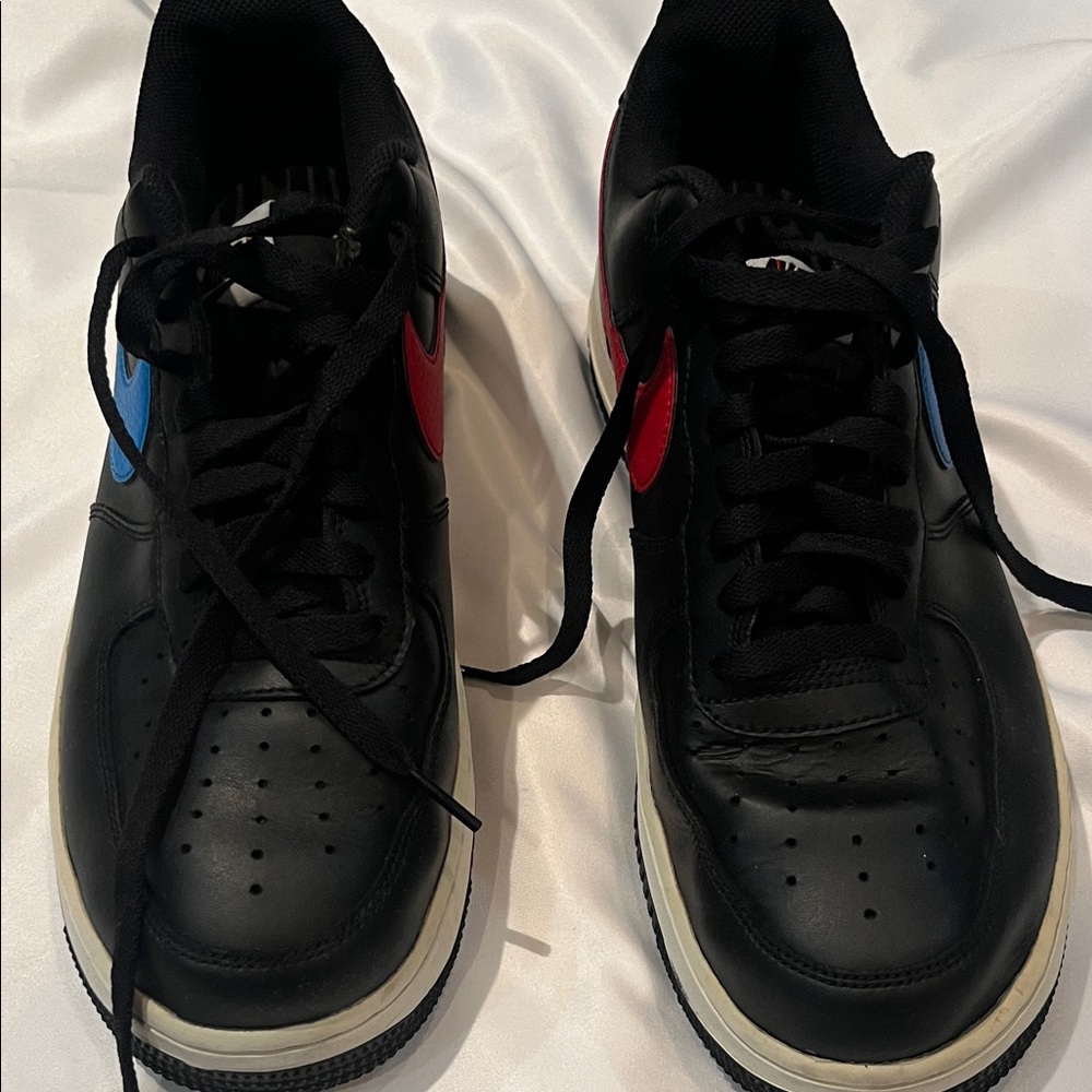 Nike Black Sneakers with Red and Blue Alternative Swoosh